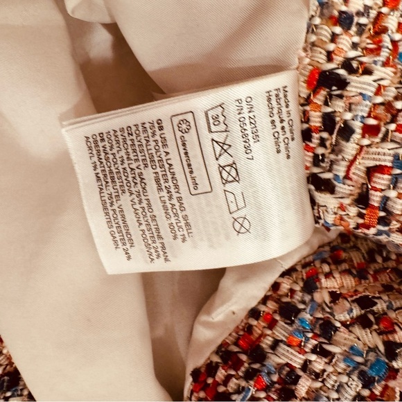 Multicoloured Lined Tweed Woven Wrap Midi Skirt US 6 - Picture 6 of 7